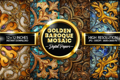 Golden Baroque Mosaic Digital Papers - 04 Variations Product Image 1