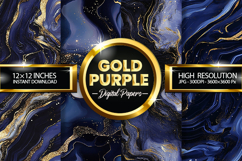 Gold Purple Digital Papers - 04 Variations Product Image 1