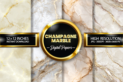 Champagne Marble Digital Papers - 04 variations Product Image 1