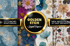 Golden Etch Digital Papers - 04 Variations Product Image 1
