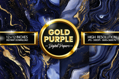 Gold Purple Digital Papers - 04 Variations Product Image 1