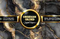 Obsidian Gilded Digital Papers - 04 variations Product Image 1