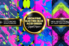 Neon Pink Electric Blue Acid Green Digital Papers - 04 varia Product Image 1