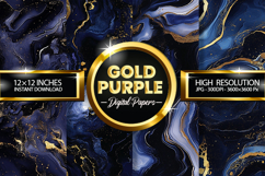 Gold Purple Digital Papers - 04 Variations Product Image 1