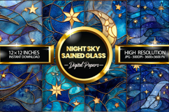 Night Sky Sained Glass Digital Papers - 04 variations Product Image 1