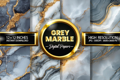 Grey Marble Digital Papers - 04 Variations Product Image 1