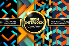Neon Interlock Digital Papers - 04 variations Product Image 1
