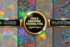 Holographic Radial Foil Digital Papers - 04 Variations Product Image 1