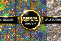 Iridescent Liquid Blobs Digital Papers - 04 Variations Product Image 1