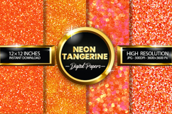 Neon Tangerine Glitter Digital Papers - 04 Variations Product Image 1