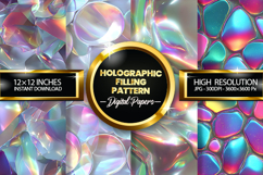Holographic Filling Pattern Digital Papers - 04 Variations Product Image 1