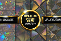 Metallic Prism Tiles Digital Papers - 04 Variations Product Image 1