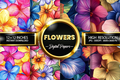 Flowers Digital Papers - 04 Variations Product Image 1