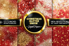 Christmas Glitter Snow Digital Papers - 04 variations Product Image 1