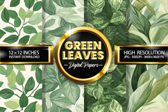 Green Leaves Digital Papers - 04 Variations Product Image 1