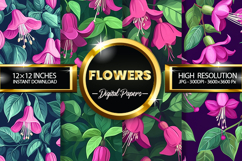 Flowers Digital Papers - 04 Variations Product Image 1