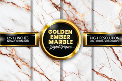 Golden Ember Marble Digital Papers - 04 Variations Product Image 1