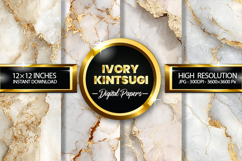 Ivory Kintsugi Digital Papers - 04 variations Product Image 1