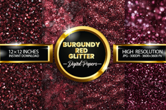 Burgundy Red Glitter Digital Papers - 04 Variations Product Image 1