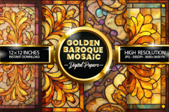 Golden Baroque Mosaic Digital Papers - 04 Variations Product Image 1