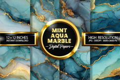 Mint Aqua Marble Digital Papers - 04 Variations Product Image 1