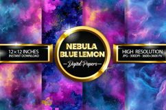 Nebula Blue Lemon Digital Papers - 04 variations Product Image 1
