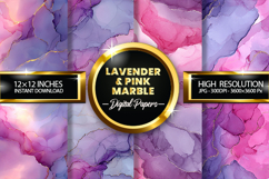 Lavender &amp; Pink Marble Digital Papers - 04 Variations Product Image 1