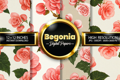 Begonia Flowers Digital Papers - 04 Variations Product Image 1