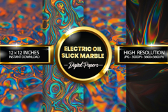 Electric Oil Slick Marble Digital Papers - 04 Variations Product Image 1