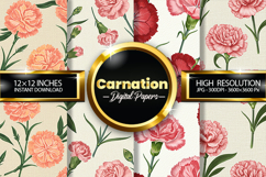 Carnation Flowers Digital Papers - 04 Variations Product Image 1
