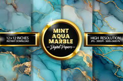 Mint Aqua Marble Digital Papers - 04 Variations Product Image 1