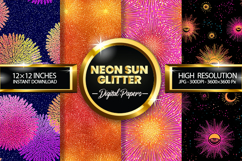 Neon Sun Glitter Digital Papers - 04 Variations Product Image 1