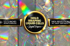 Holographic Liquid Cells Digital Papers - 04 Variations Product Image 1