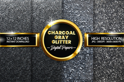 Charcoal Gray Glitter Digital Papers - 04 variations Product Image 1