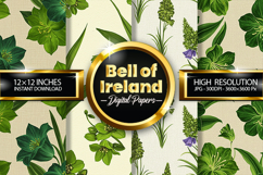 Bell of Ireland Flowers Digital Papers - 04 Variations Product Image 1