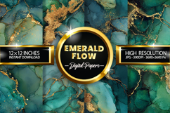 Emerald Flow Digital Papers - 04 Variations Product Image 1