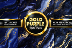 Gold Purple Digital Papers - 04 Variations Product Image 1