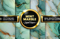 Mint Marble Digital Papers - 04 Variations Product Image 1