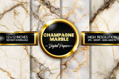 Champagne Marble Digital Papers - 04 variations Product Image 1