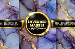 Lavender Marble Digital Papers - 04 Variations Product Image 1