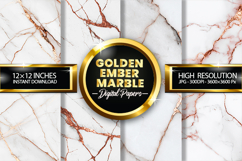 Golden Ember Marble Digital Papers - 04 Variations Product Image 1