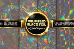 Crumpled Black Foil Digital Papers - 04 variations Product Image 1