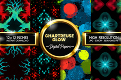 Chartreuse Glow Digital Papers - 04 variations Product Image 1