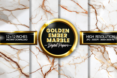 Golden Ember Marble Digital Papers - 04 Variations Product Image 1