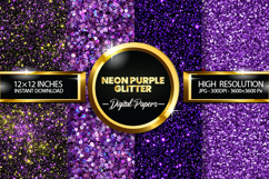 Neon Purple Glitter Digital Papers - 04 Variations Product Image 1