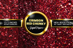 Crimson Red Chunky Digital Papers - 04 variations Product Image 1