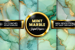 Mint Marble Digital Papers - 04 Variations Product Image 1