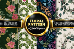 Floral Pattern Digital Papers - 04 Variations Product Image 1