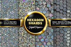 Holographic Hexagon Shards Digital Papers - 04 Variations Product Image 1
