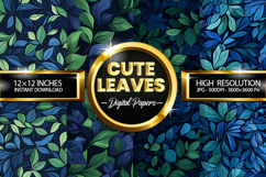 Cute Leaves Digital Papers - 04 Variations Product Image 1